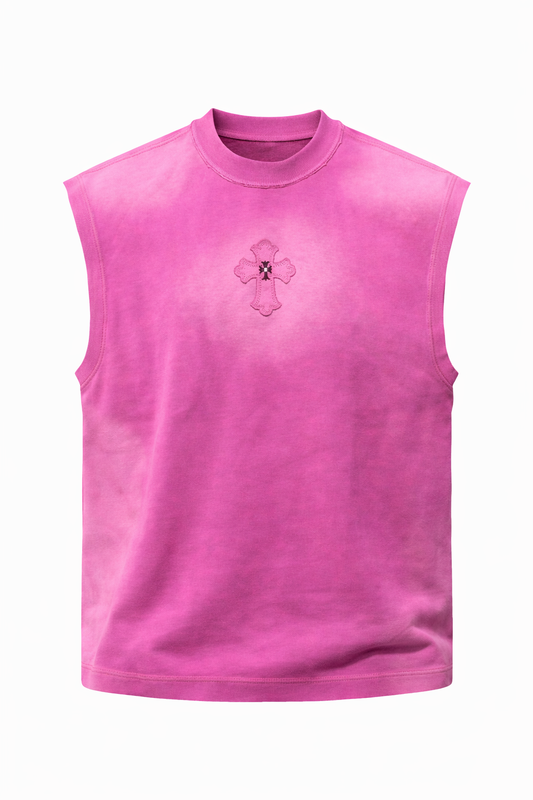 Levvit Cross Emblem Sleeveless Streetwear Vest